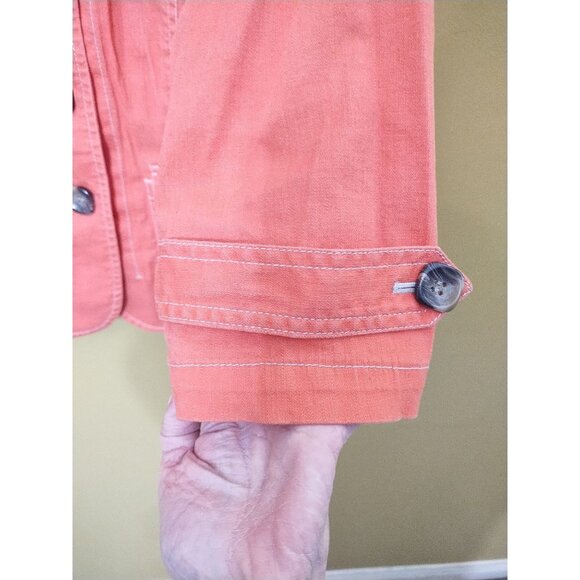 VTG Y2K Coldwater Creek Fitted 3/4 Sleeve 3-Button Cotton Jacket Sz 4 Boho Coral - Picture 3 of 7